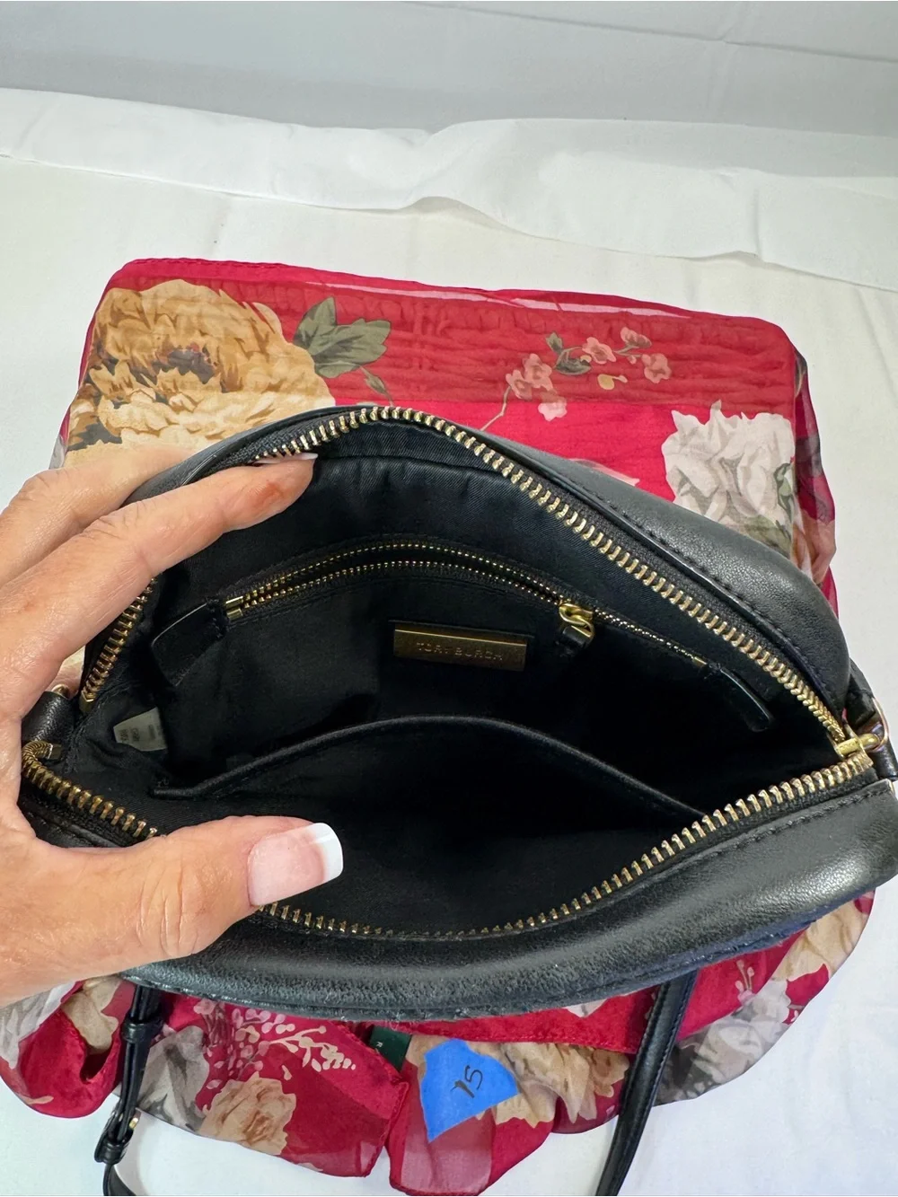Tory Burch Black Quilted Leather Mini Crossbody Camera Bag